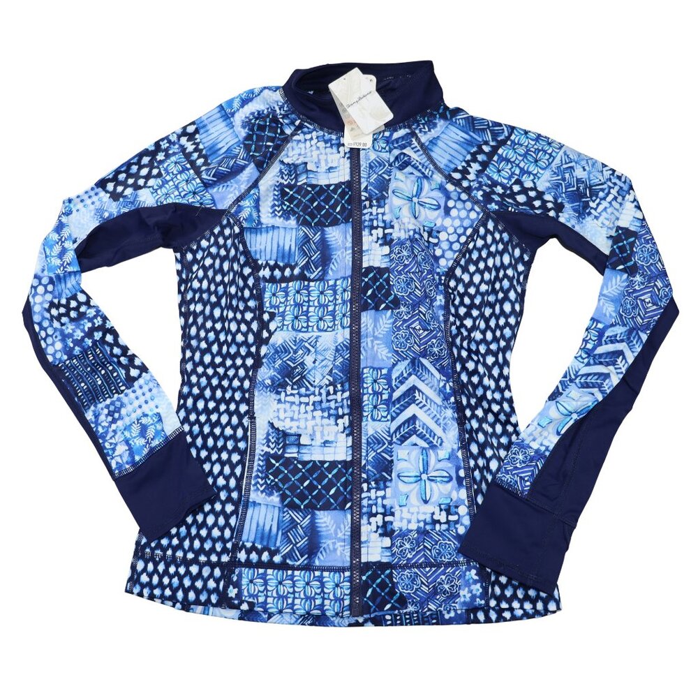 Tommy Bahama Active Patchwork Full Zip Swim Jacket Rash Guard Bathing Suit S NWT